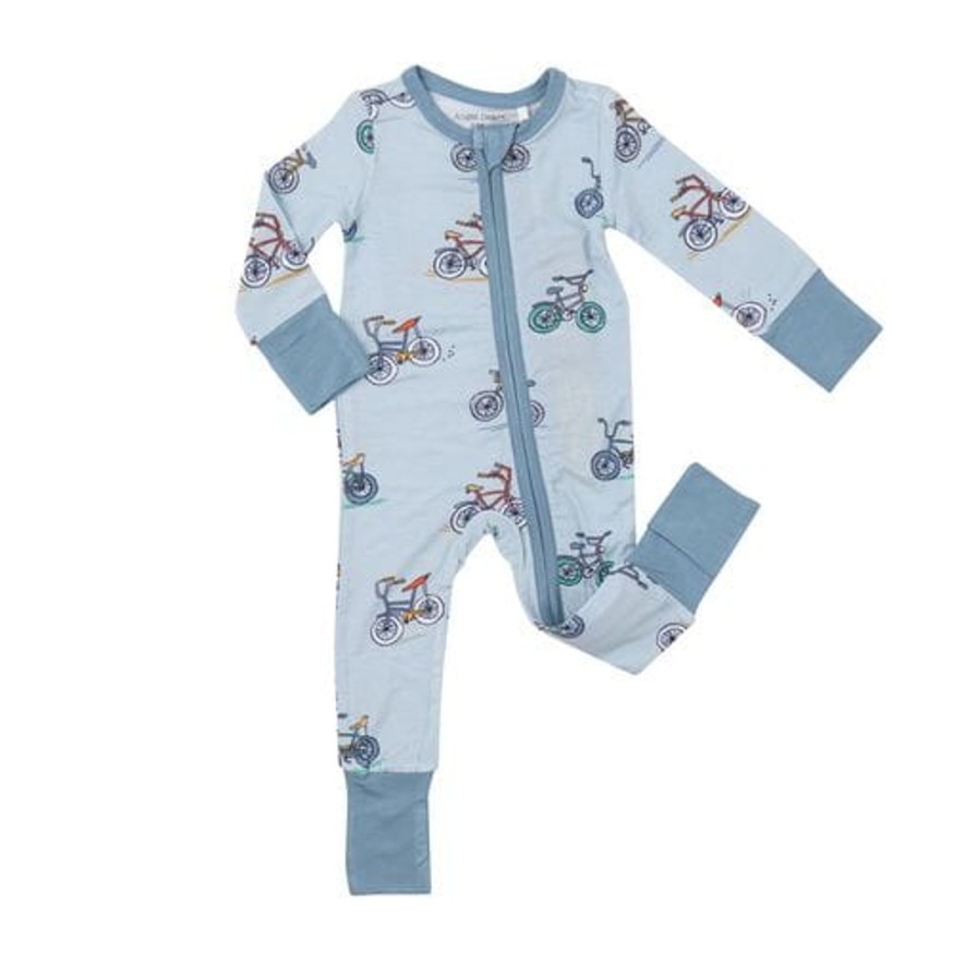 Baby Angel Dear | Blue Bikes Zip Flip Romper