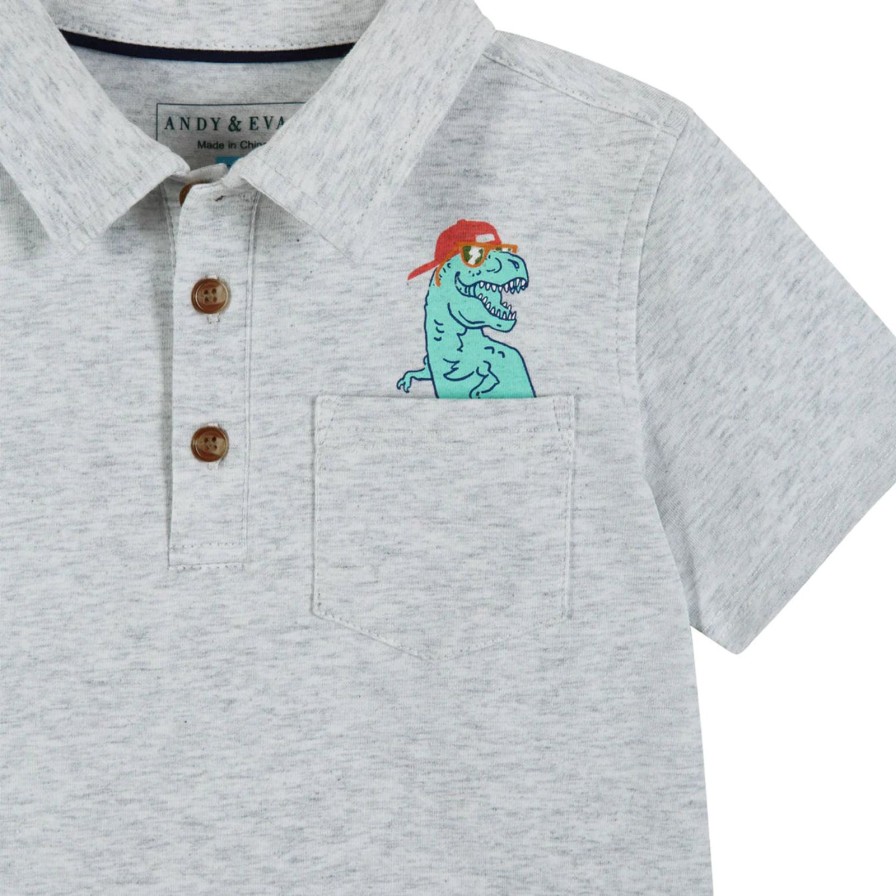 Child Andy & Evan | Dino Pocket Grey Polo