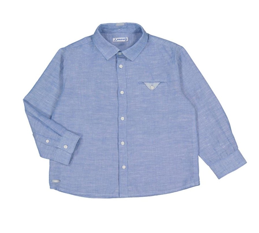 Child Mayoral | Ocean Blue Linen Shirt