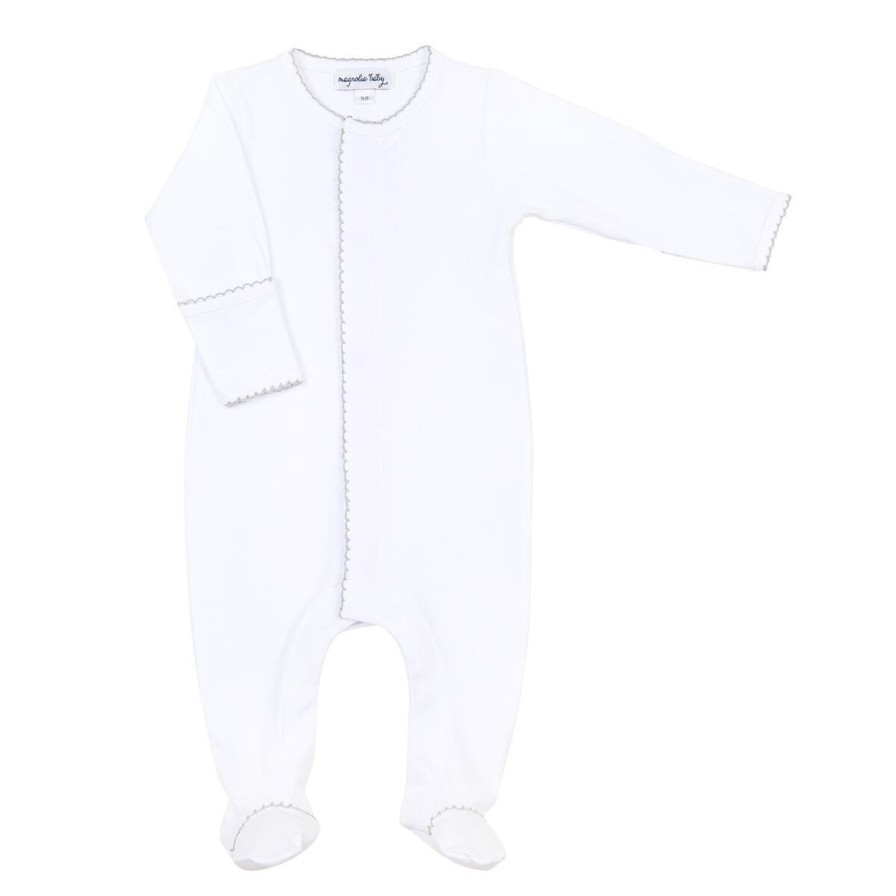 Baby Magnolia Baby | White & Silver Footie