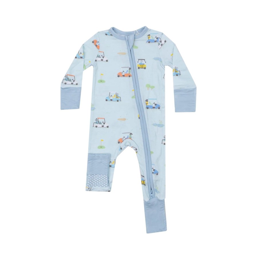 Baby Angel Dear | Blue Golf Carts Zip Flip Romper