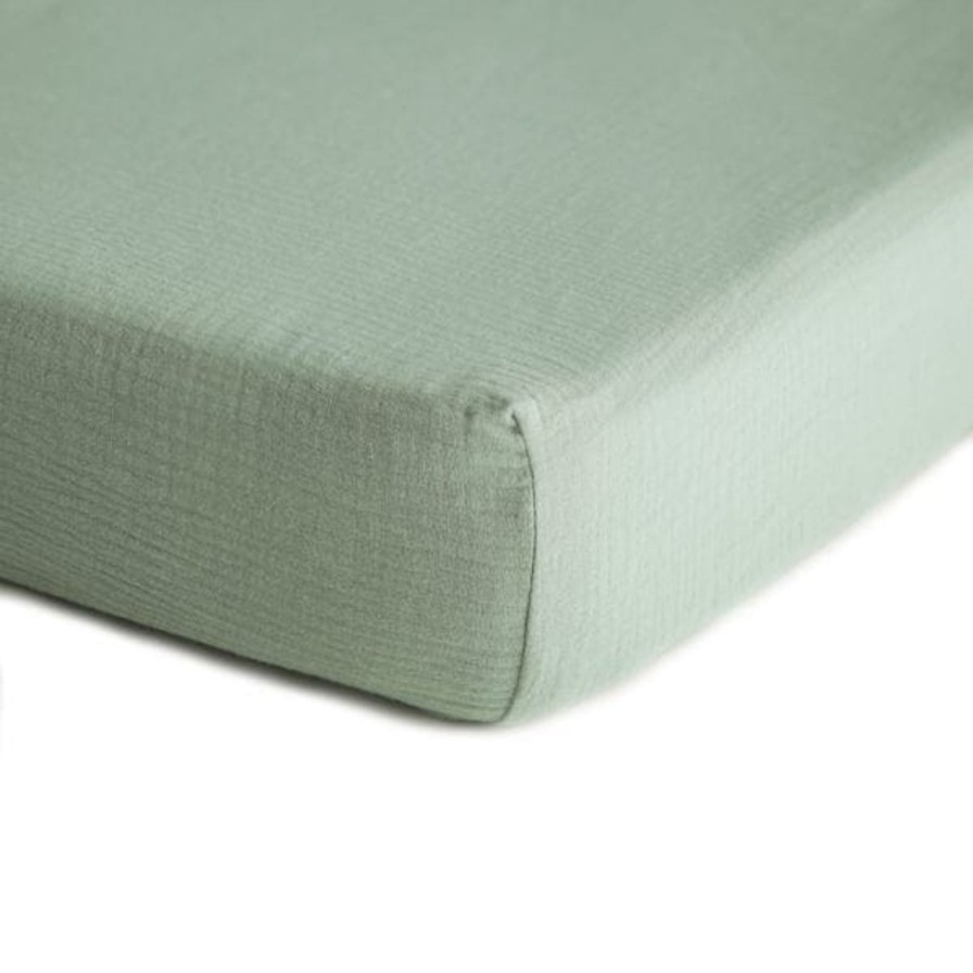 Baby Care Mushie | Roman Green Muslin Crib Sheet