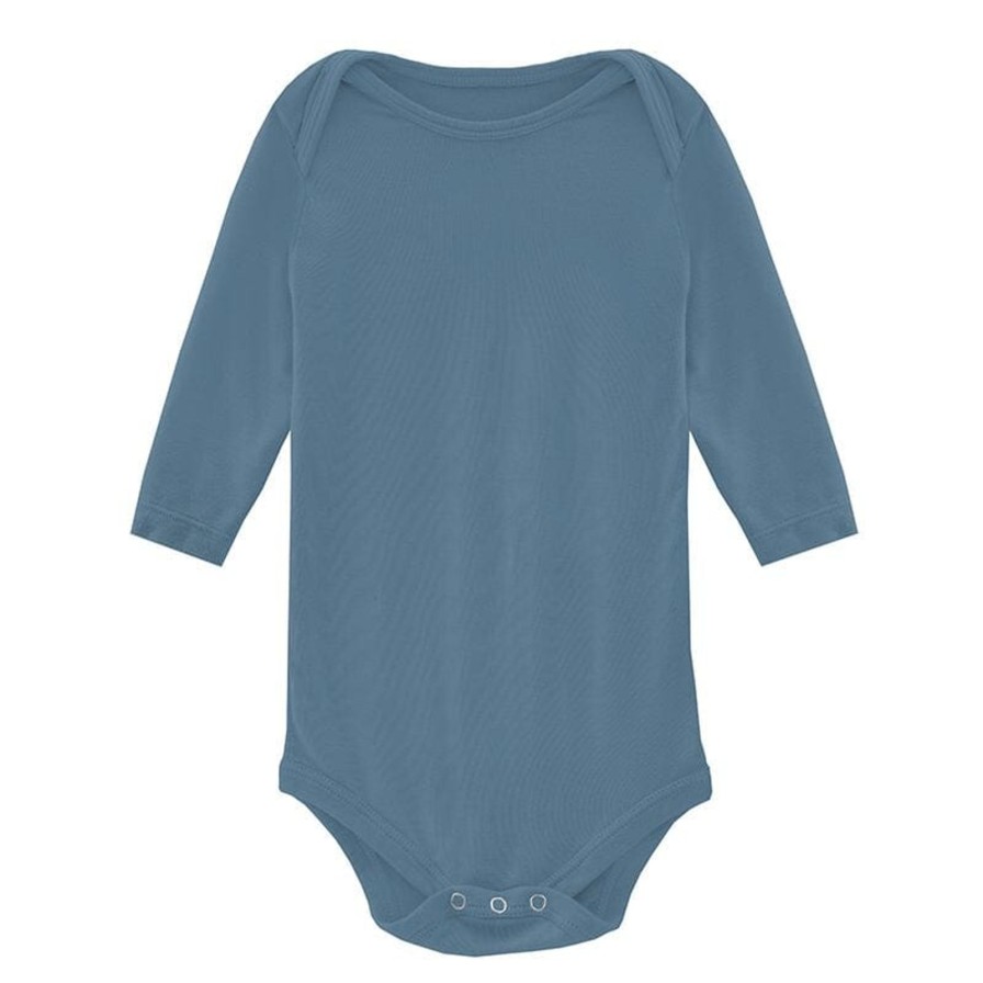 Baby Kickee Pants | Parisian Blue Long Sleeve Onesie