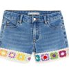 Tween Tractr | Crochet Panel Brittany Mid Rise Shorts