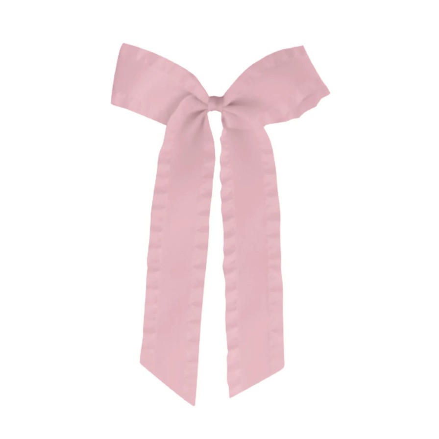 Accessories Bows Arts | Light Pink Ruffle Satin Long Tail Bow