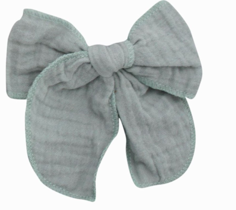 Accessories Bows Arts | Grey Blue Gauze Bow