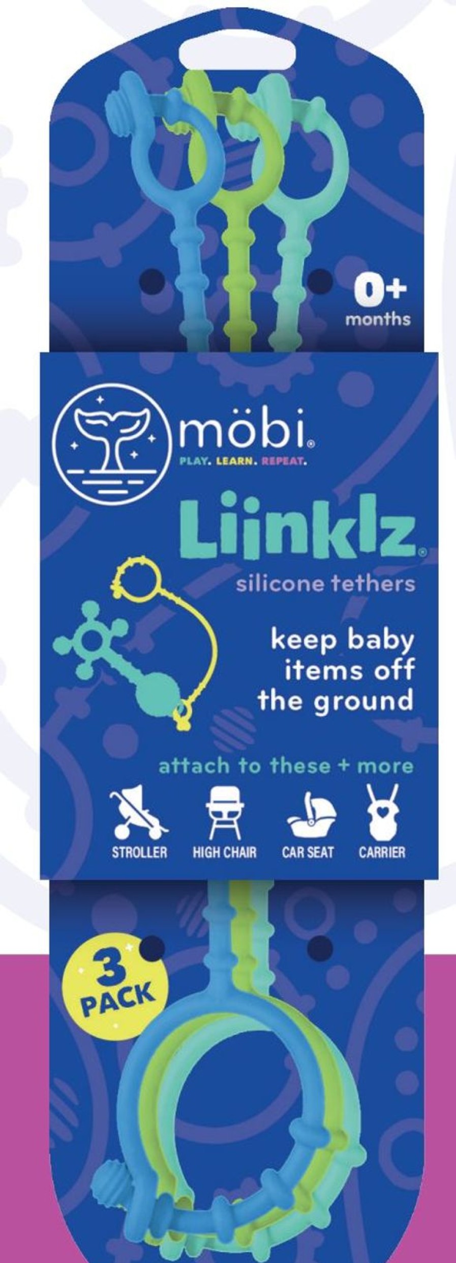 Baby Care Mobi | Liinklz Silicone Tethers-Cool