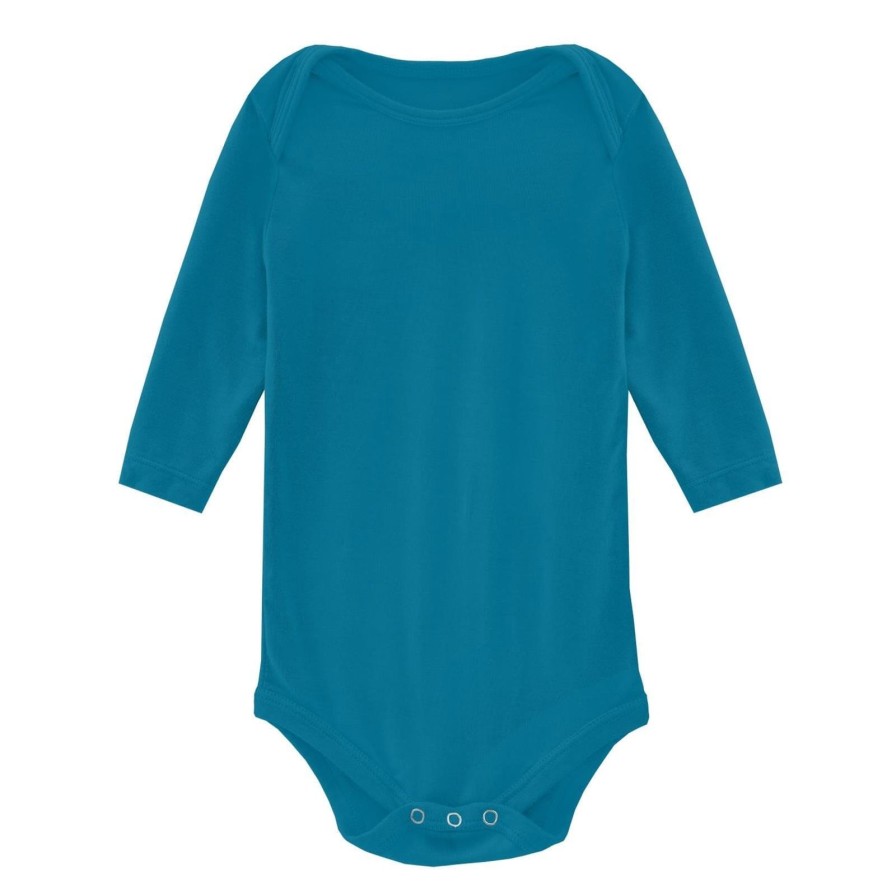 Baby Kickee Pants | Cerulean Blue Long Sleeve Onesie