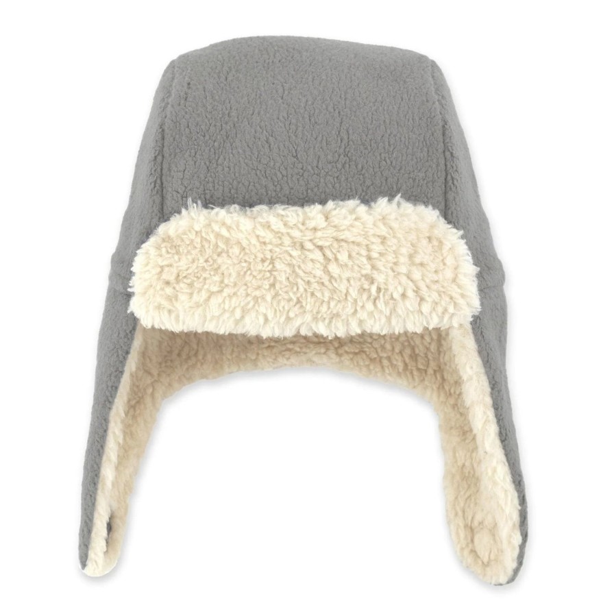 Accessories Zutano | Grey Furry Fleece Trapper Hat