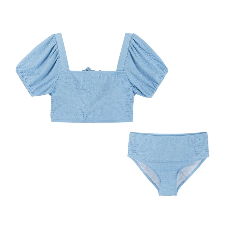 Tween Andy & Evan | Light Blue Puff Sleeve Bikini