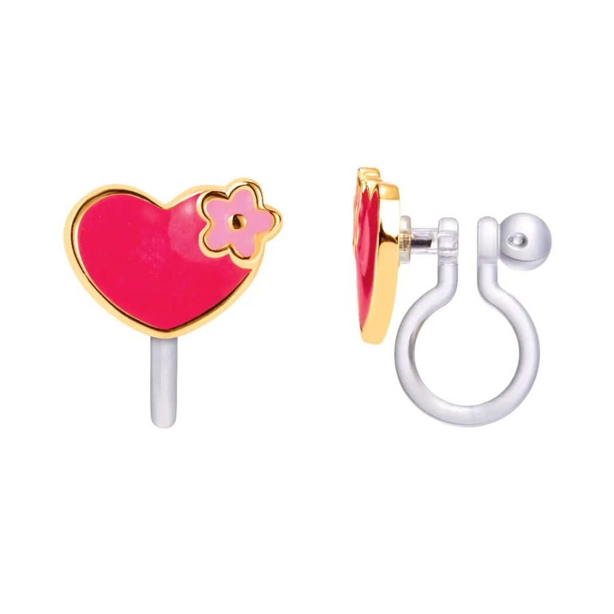 Accessories Girl Nation | Heart & Flower Clip-On Earrings