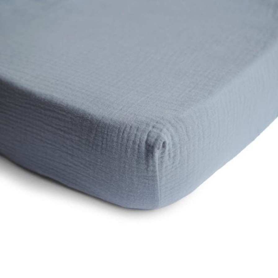 Baby Care Mushie | Tradewinds Blue Muslin Crib Sheet