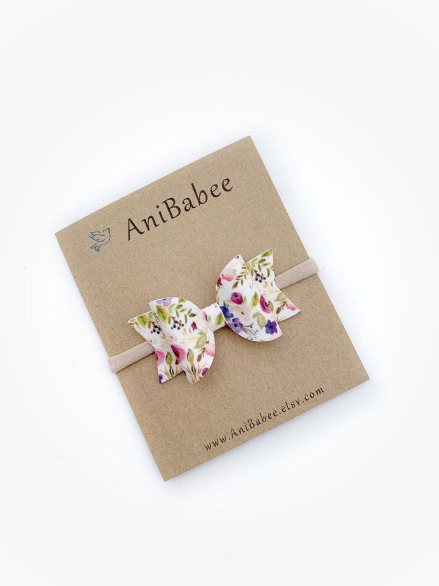 Accessories AniBabee | Floral Print Violet Bow