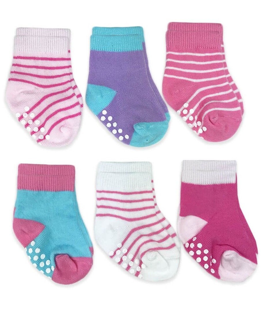 Accessories Jefferies Socks | Pink Stripe Non-Skid Socks 6 Pack