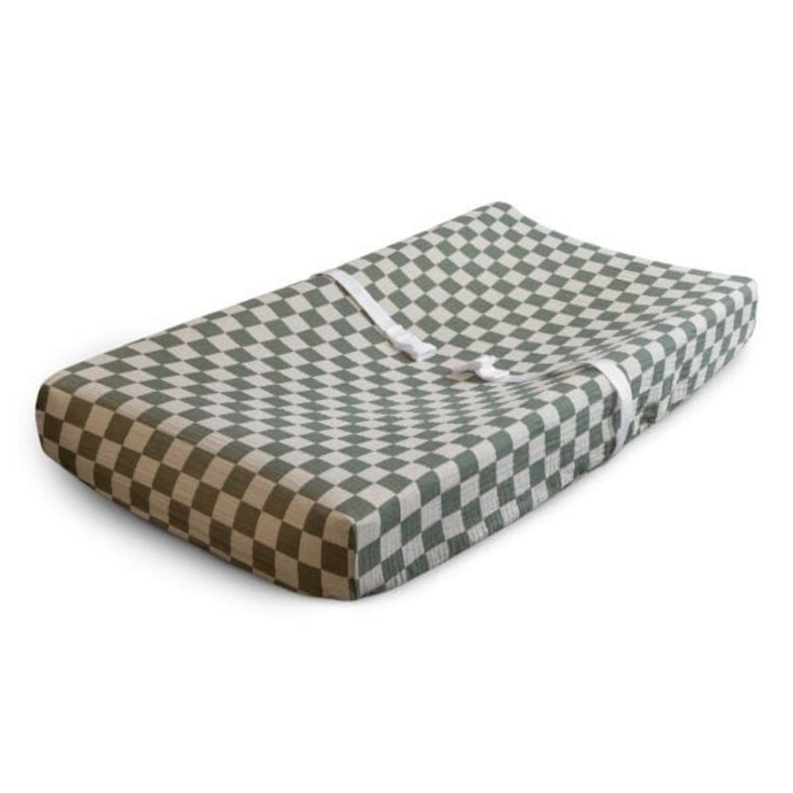 Baby Care Mushie | Olive Check Changing Pad Cover