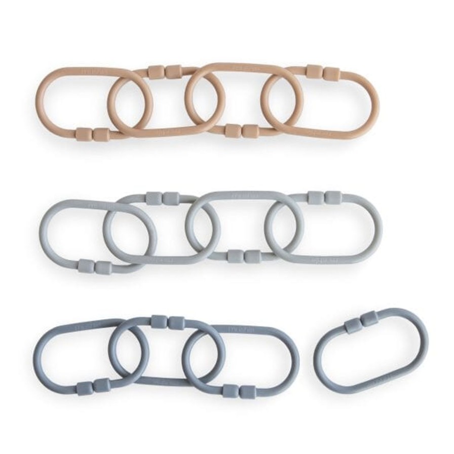 Baby Care Mushie | Natural/Stone/Tradewinds Chain Link Rings