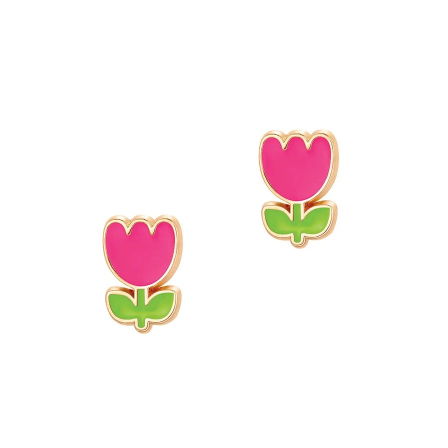 Accessories Girl Nation | Tiny Pink Tulip Earrings