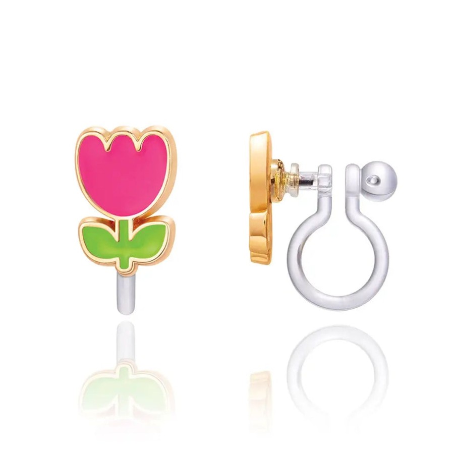 Accessories Girl Nation | Tiny Pink Tulip Earrings