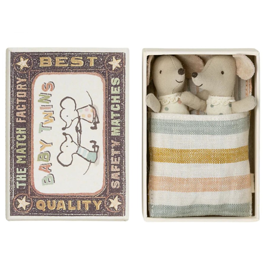 Lifestyle Maileg | Twins Baby Mice Striped Blankets