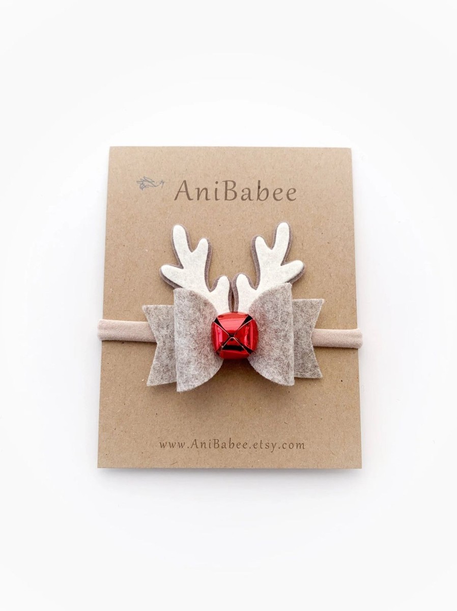 Accessories AniBabee | Brown & Red Rudolph Bow