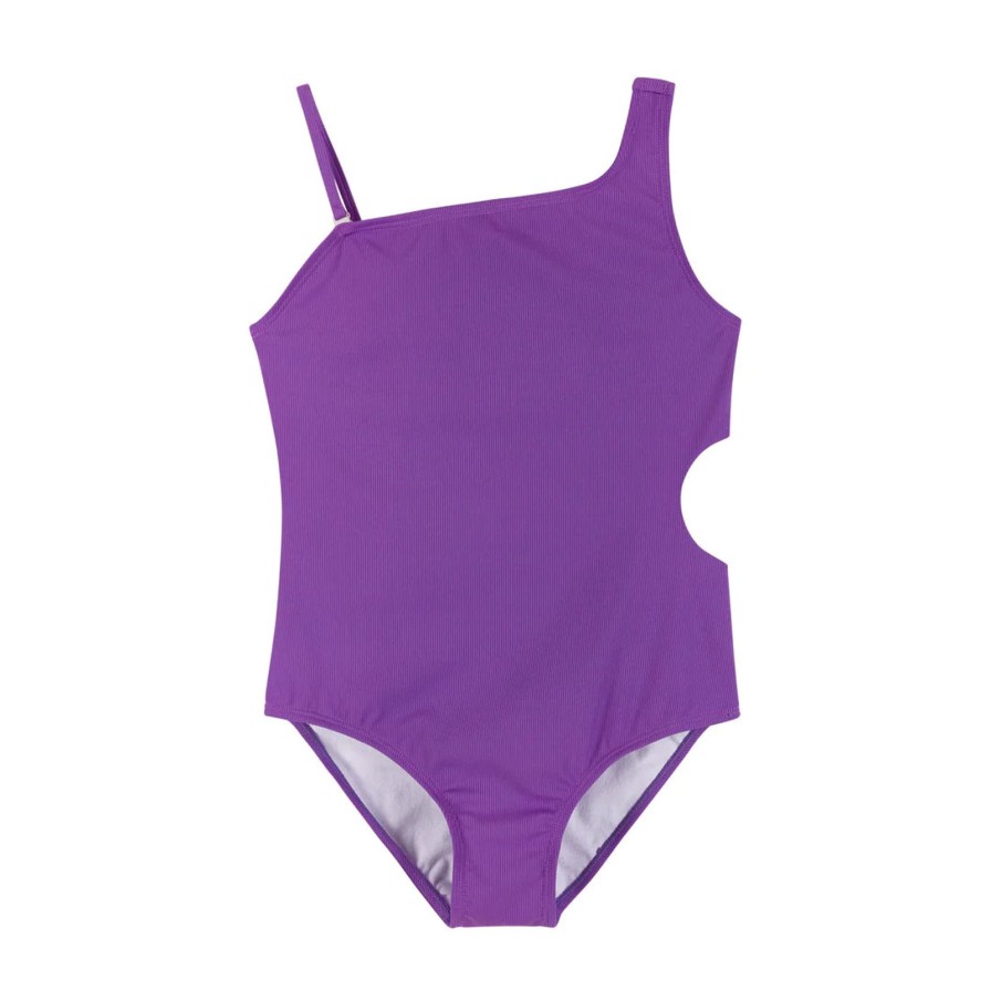 Tween Andy & Evan | Purple Rib Cut-Out Swimsuit