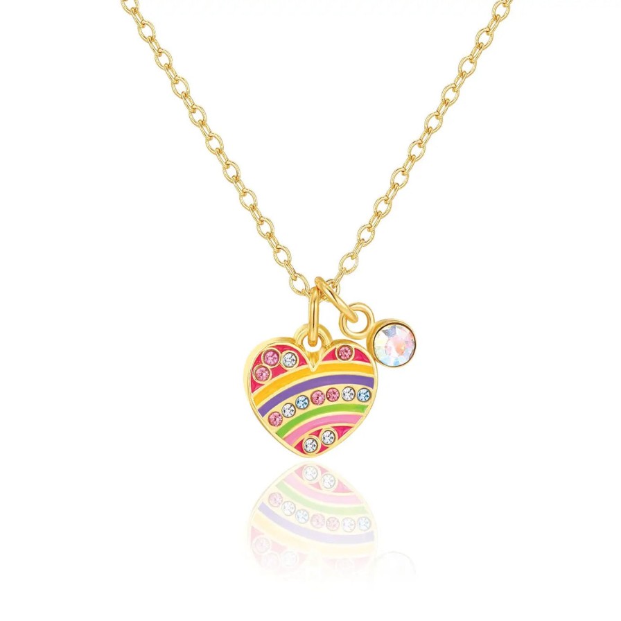 Accessories Girl Nation | Crystal Rainbow Heart Necklace