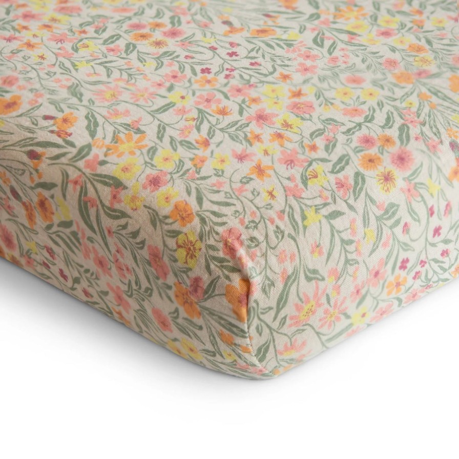 Baby Care Mushie | Pastel Blooms Muslin Crib Sheet