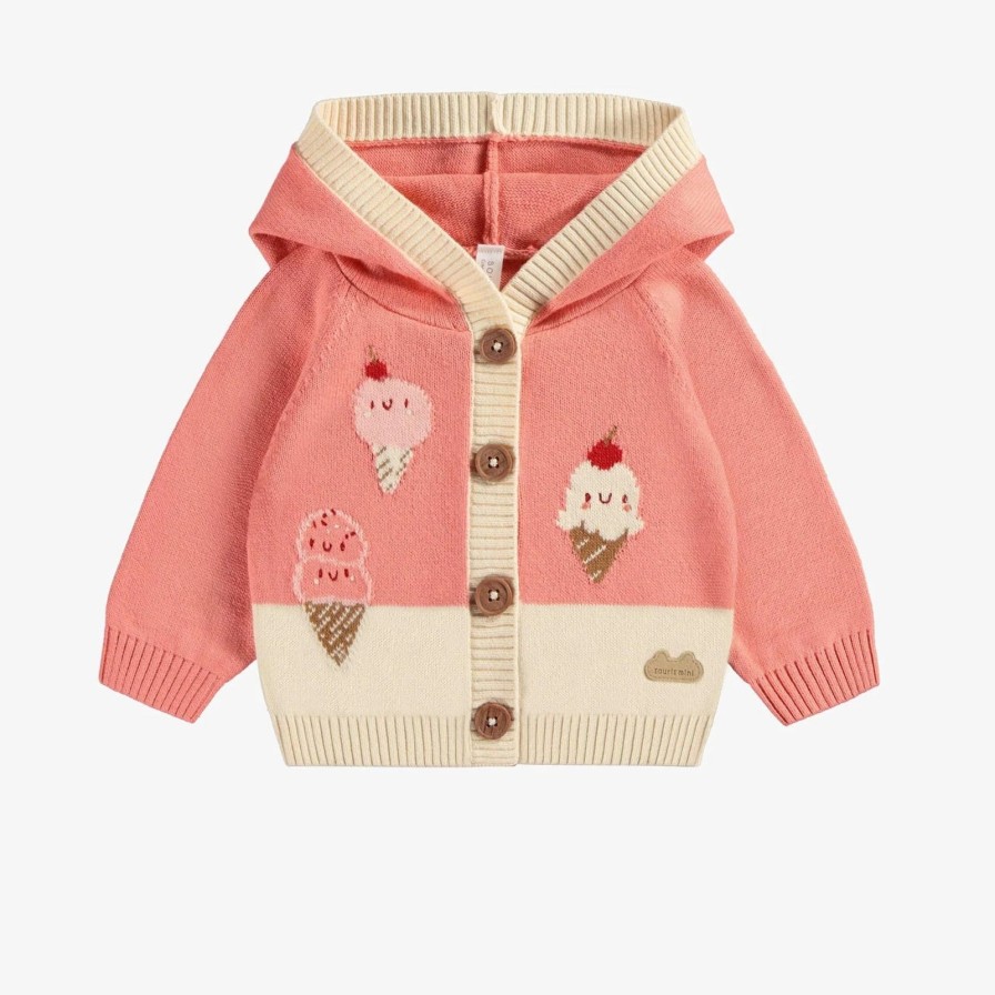 Baby Souris Mini | Ice Cream Coral Knit Cardigan