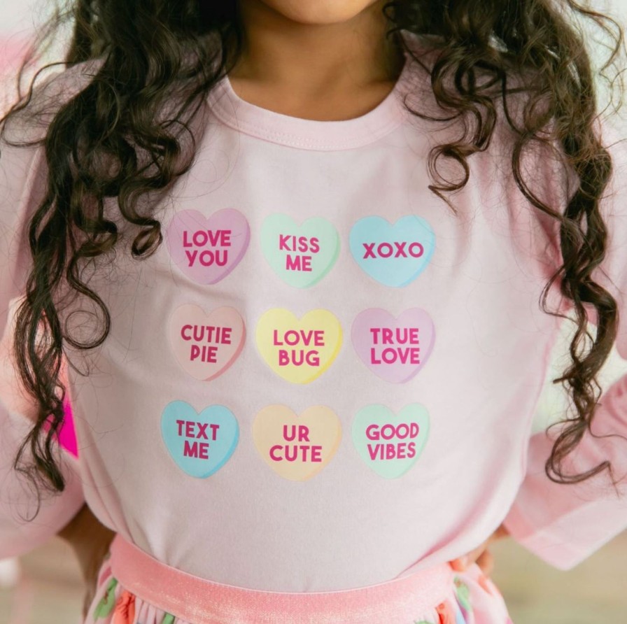 Child Sweet Wink | Pink Candy Hearts Top